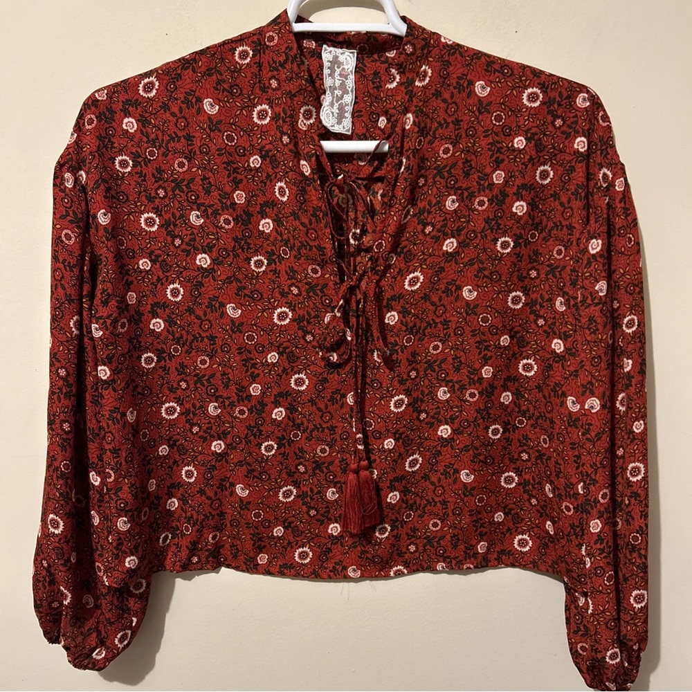Floral Red Women's Small Top